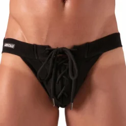 Absolu Male Jockstraps-Jock Strap à Lacet Noir