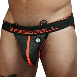 Breedwell Jockstraps-Jock Strap Cockpit Kaki - Orange Fluo