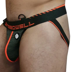 Breedwell Jockstraps-Jock Strap Cockpit Kaki - Orange Fluo