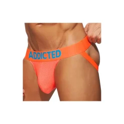 Addicted Jockstraps|Sous-Vêtements Push Up-Jock Strap Cockring Mesh Neon Orange Fluo