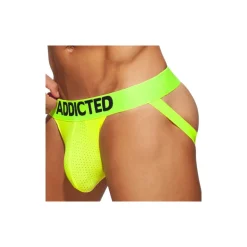 Addicted Jockstraps|Sous-Vêtements Push Up-Jock Strap Cockring Mesh Neon Jaune Fluo