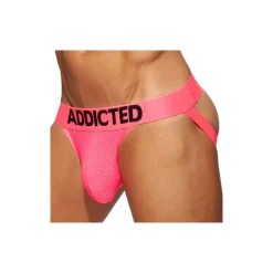 Addicted Jockstraps|Sous-Vêtements Push Up-Jock Strap Cockring Mesh Neon Rose Fluo