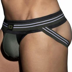 AD Fetish Jockstraps-Jock Strap Double Stripe Noir - Kaki