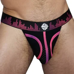 Breedwell Jockstraps-Jock Strap Equalizer Noir - Rose Fluo
