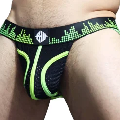 Breedwell Jockstraps-Jock Strap Equalizer Noir - Vert Fluo