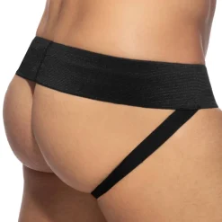 AD Fetish Jockstraps-Jock Strap Front Zip Rub Cockring Noir