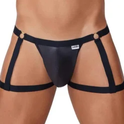 CandyMan Jockstraps|Strings-Jock Strap Jarretière Simili-Cuir Noir