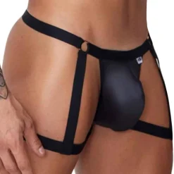 CandyMan Jockstraps|Strings-Jock Strap Jarretière Simili-Cuir Noir