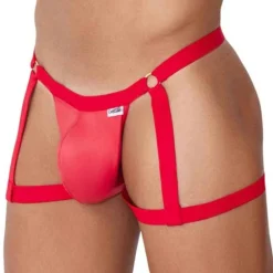CandyMan Jockstraps|Strings-Jock Strap Jarretière Simili-Cuir Rouge