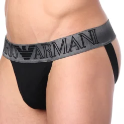 Emporio Armani Jockstraps-Jock Strap Megalogo Coton Noir