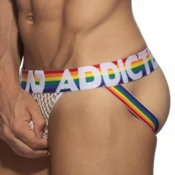 Addicted Jockstraps-Jock Strap Rainbow Net Blanc