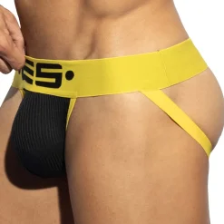 ES Collection Jockstraps-Jock Strap Recycled Rib Noir - Jaune