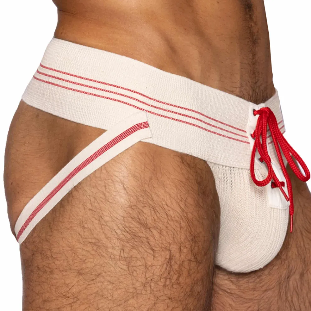 Bike Jockstraps-Jock Strap Vintage Lace-Up Crème