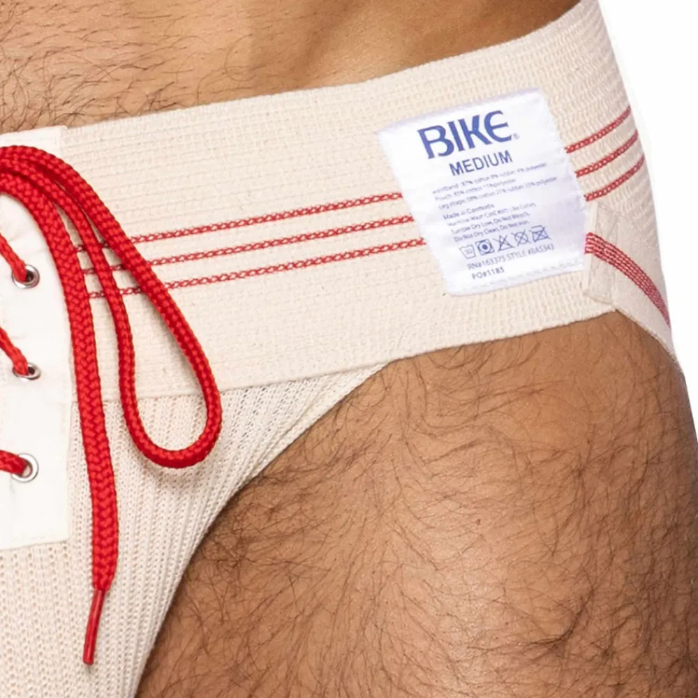 Bike Jockstraps-Jock Strap Vintage Lace-Up Crème