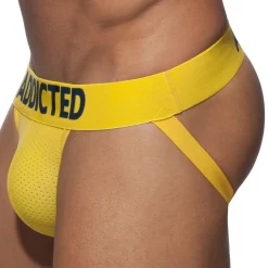 Addicted Jockstraps|Sous-Vêtements Push Up-Jockstrap Push Up Mesh Jaune