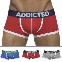 Addicted Shortys|Boxers-Lot de 3 Boxers Courts Basic Coton Rouge - Gris - Bleu