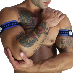 Breedwell Accessoires Sexy-Lot de 2 Brassards Daddy's Favorite Bleu - Noir