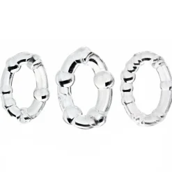 Orion Cockrings|Accessoires Sexy-Lot de 3 Cockrings Transparents à Billes