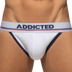 Addicted Jockstraps-Lot de 3 Jock Straps Tommy Coton Blanc - Bleu Marine - Rouge