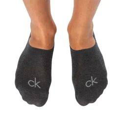 Calvin Klein Chaussettes-Lot de 3 Paires de Chaussettes Invisibles High Cut - Gris Chiné - Anthracite - Noir