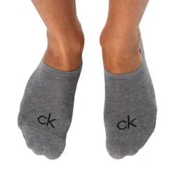Calvin Klein Chaussettes-Lot de 3 Paires de Chaussettes Invisibles High Cut - Gris Chiné - Anthracite - Noir
