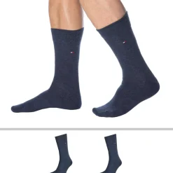 Tommy Hilfiger Chaussettes-Lot de 2 Paires de Chaussettes Classiques Coton Bleu Jeans