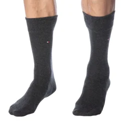 Tommy Hilfiger Chaussettes-Lot de 2 Paires de Chaussettes Classiques Coton Gris Anthracite