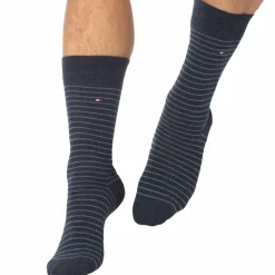 Tommy Hilfiger Chaussettes-Lot de 2 Paires de Chaussettes Basses Bleu Jeans - Fine Rayure Bleue