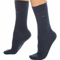 Tommy Hilfiger Chaussettes-Lot de 2 Paires de Chaussettes Basses Bleu Jeans - Fine Rayure Bleue
