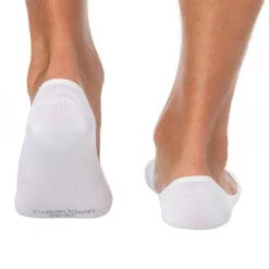 Calvin Klein Chaussettes-Lot de 3 Paires de Chaussettes Invisibles Mid Cut Blanches