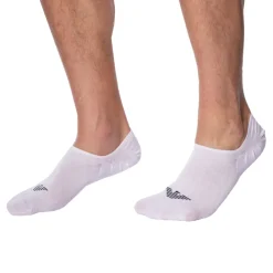 Emporio Armani Chaussettes-Lot de 3 Paires de Chaussettes Invisibles Eagle Blanches
