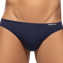 Addicted Mini Slips|Slips-Lot de 3 Slips Bikini Coton Blanc - Bleu Marine - Gris