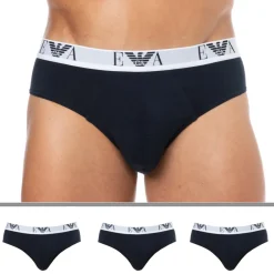 Emporio Armani Slips-Lot de 3 Slips Bold Monogram Coton Bleu Marine