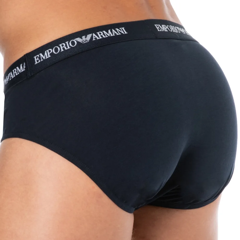 Emporio Armani Slips-Lot de 3 Slips Core Logoband Coton Bleu Marine