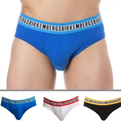 Bikkembergs Slips-Lot de 3 Slips Fashion Tape Coton Bleu - Noir - Blanc