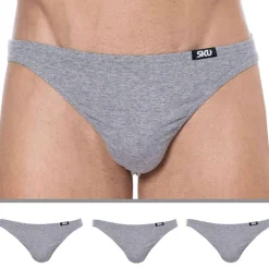 SKU Mini Slips|Slips-Lot de 3 Slips Mini Coton Gris