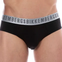 Bikkembergs Slips-Lot de 2 Slips Silver Coton Noirs
