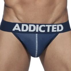 Addicted Push Up|Slips Tanga-Lot de 3 Slips Tanga Mesh Push Up Blanc - Marine - Noir