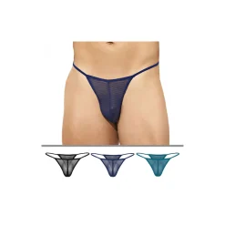 Intymen Strings-Lot de 3 Strings Mesh Noir - Marine - Bleu