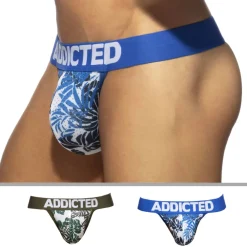 Addicted Strings-Lot de 2 Strings Mesh Tropicana Bleu - Kaki
