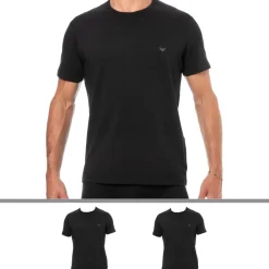 Emporio Armani T-Shirts-Lot de 2 T-Shirts Col Rond Core Logoband Noirs