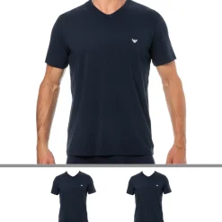 Emporio Armani T-Shirts-Lot de 2 T-Shirts Col V Core Logoband Bleu Marine