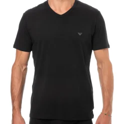 Emporio Armani T-Shirts-Lot de 2 T-Shirts Col V Core Logoband Noirs