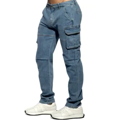 ES Collection Pantalons|Jeans-Pantalon Cargo Jeans Bleu Indigo