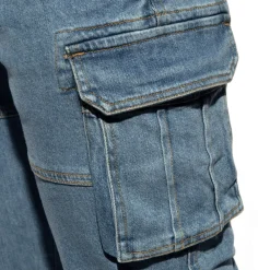 ES Collection Pantalons|Jeans-Pantalon Cargo Jeans Bleu Indigo