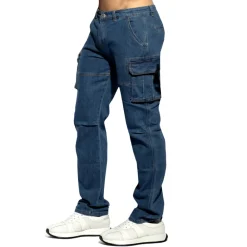 ES Collection Pantalons|Jeans-Pantalon Cargo Jeans Bleu Marine