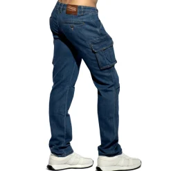 ES Collection Pantalons|Jeans-Pantalon Cargo Jeans Bleu Marine