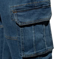 ES Collection Pantalons|Jeans-Pantalon Cargo Jeans Bleu Marine