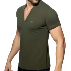 Addicted Chemises / Polos|T-Shirts-Polo Col V AD Kaki