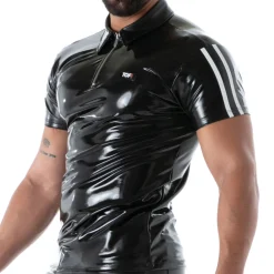 TOF Paris Tenues Sexy|Chemises / Polos-Polo en Latex Seconde Peau Noir
